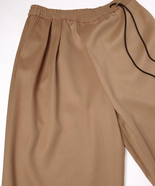 Double Cloth Kersey Asymmetrical 2Tuck Drawstring Wrap Wide Pants