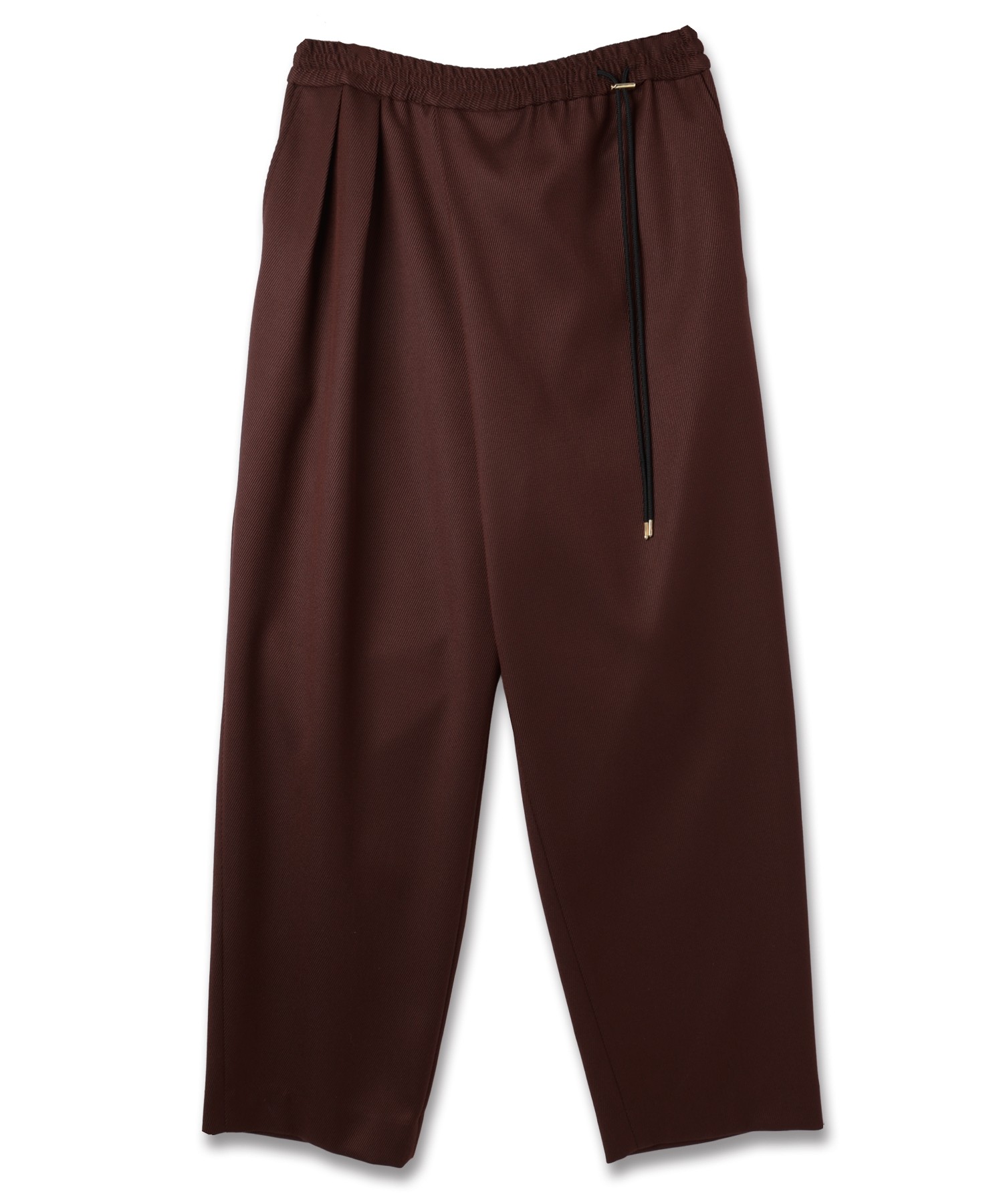 Double Cloth Kersey Asymmetrical 2Tuck Drawstring Wrap Wide Pants