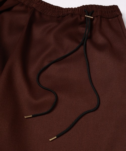 Double Cloth Kersey Asymmetrical 2Tuck Drawstring Wrap Wide Pants