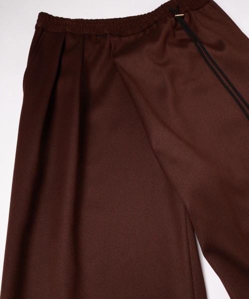 Double Cloth Kersey Asymmetrical 2Tuck Drawstring Wrap Wide Pants