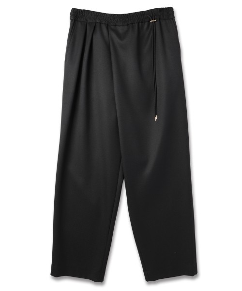 Double Cloth Kersey Asymmetrical 2Tuck Drawstring Wrap Wide Pants