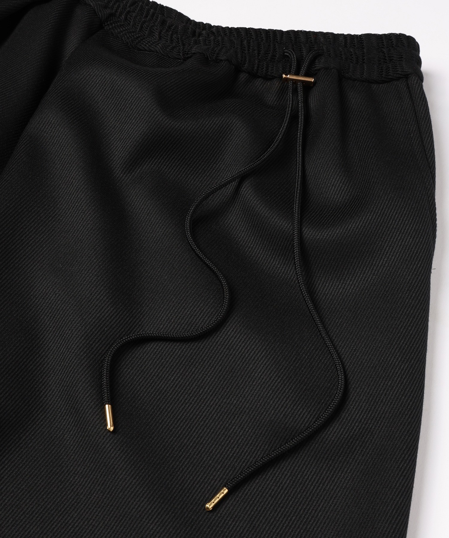 Double Cloth Kersey Asymmetrical 2Tuck Drawstring Wrap Wide Pants