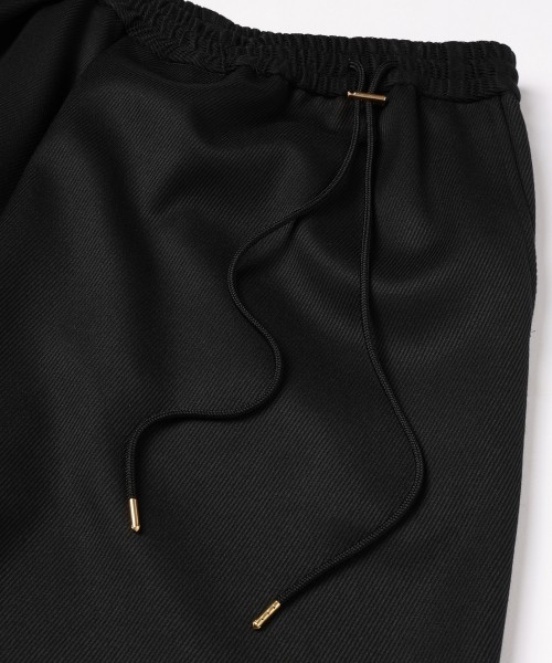 Double Cloth Kersey Asymmetrical 2Tuck Drawstring Wrap Wide Pants