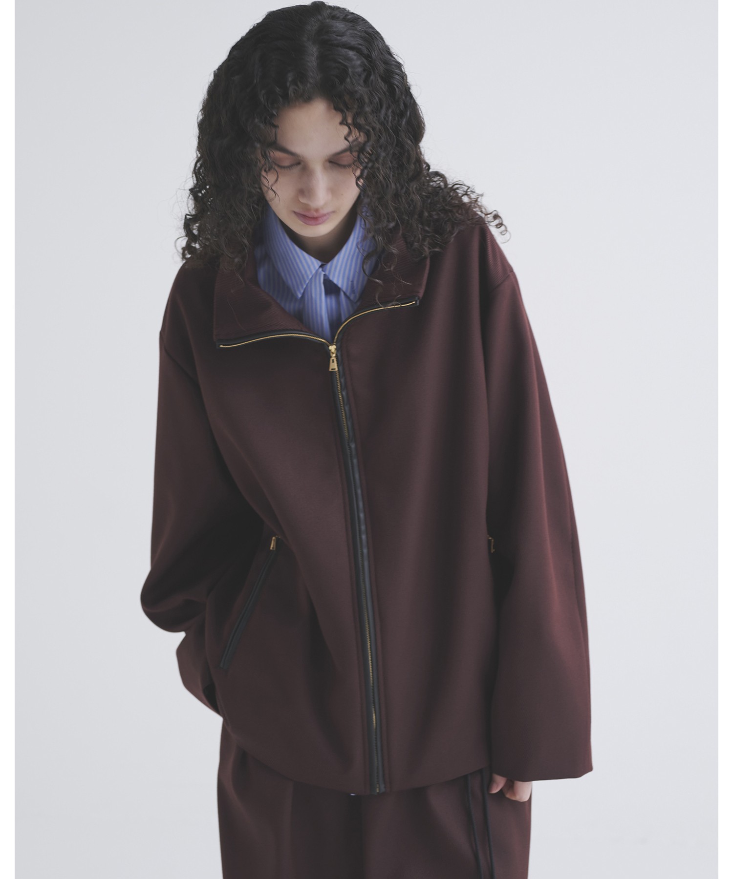 Double Cloth Kersey Asymmetrical 2Tuck Drawstring Wrap Wide Pants