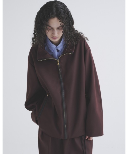 Double Cloth Kersey Asymmetrical 2Tuck Drawstring Wrap Wide Pants