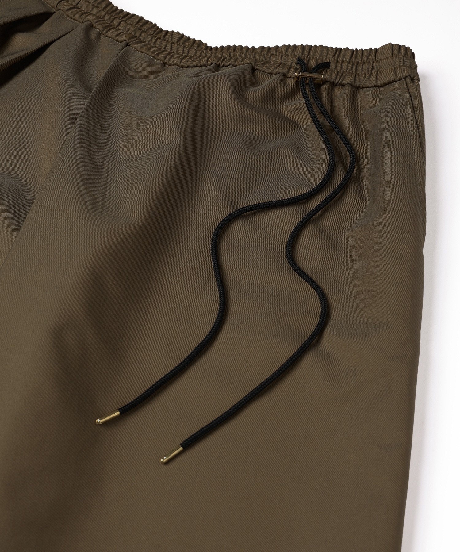 Chambray Gabardine Asymmetrical 2Tuck Drawstring Wrap Wide Pants