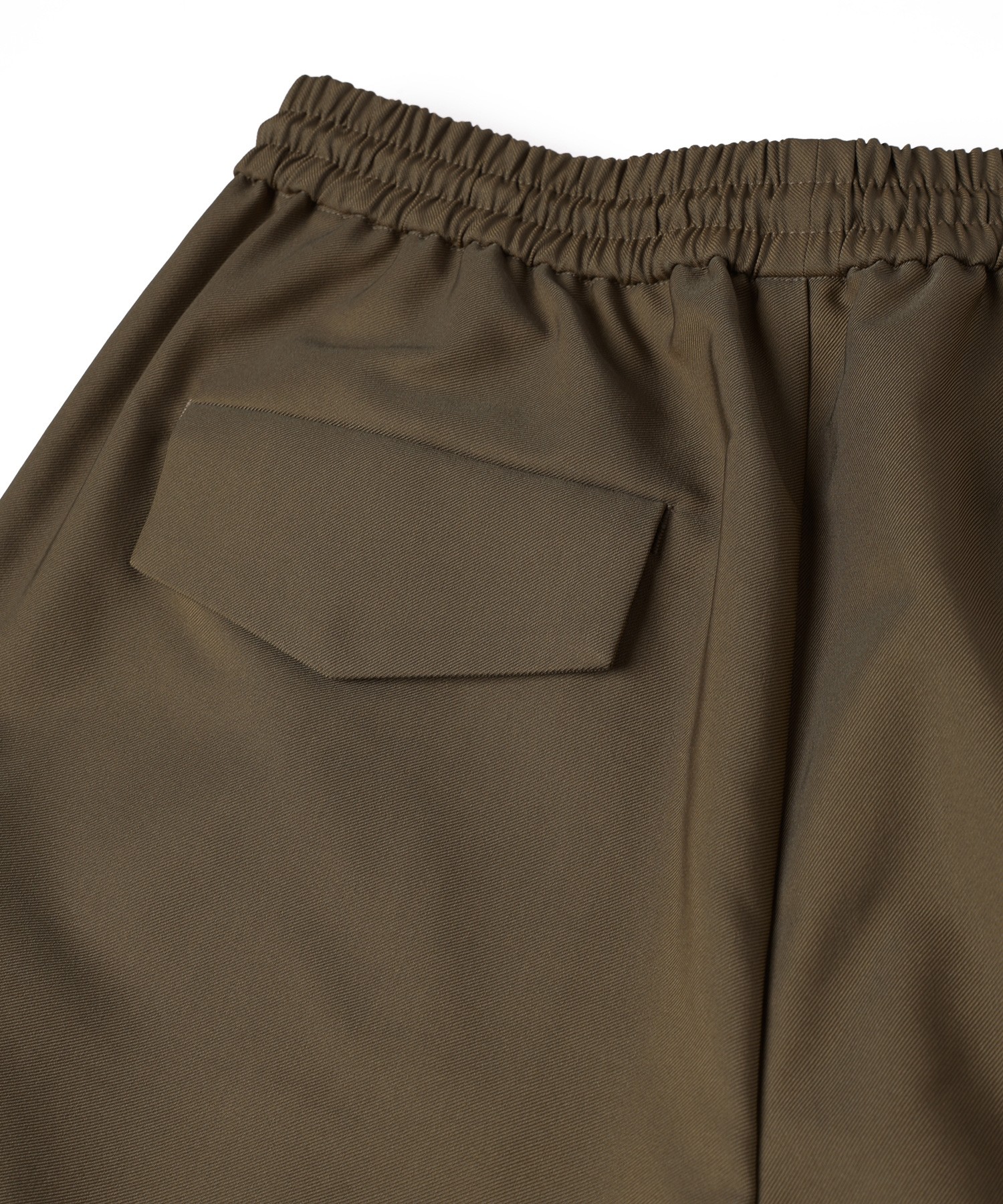 Chambray Gabardine Asymmetrical 2Tuck Drawstring Wrap Wide Pants