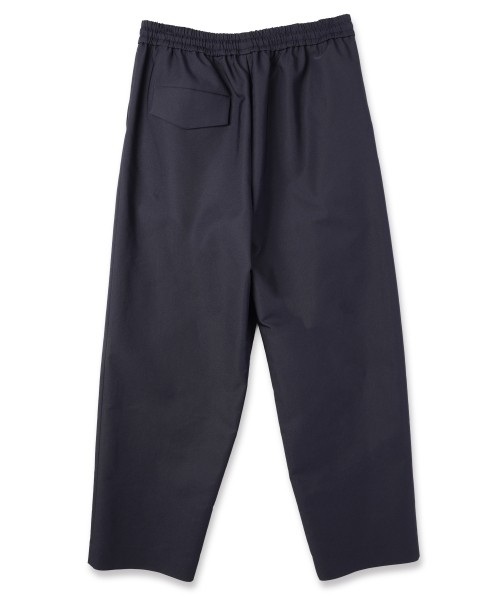 Chambray Gabardine Asymmetrical 2Tuck Drawstring Wrap Wide Pants