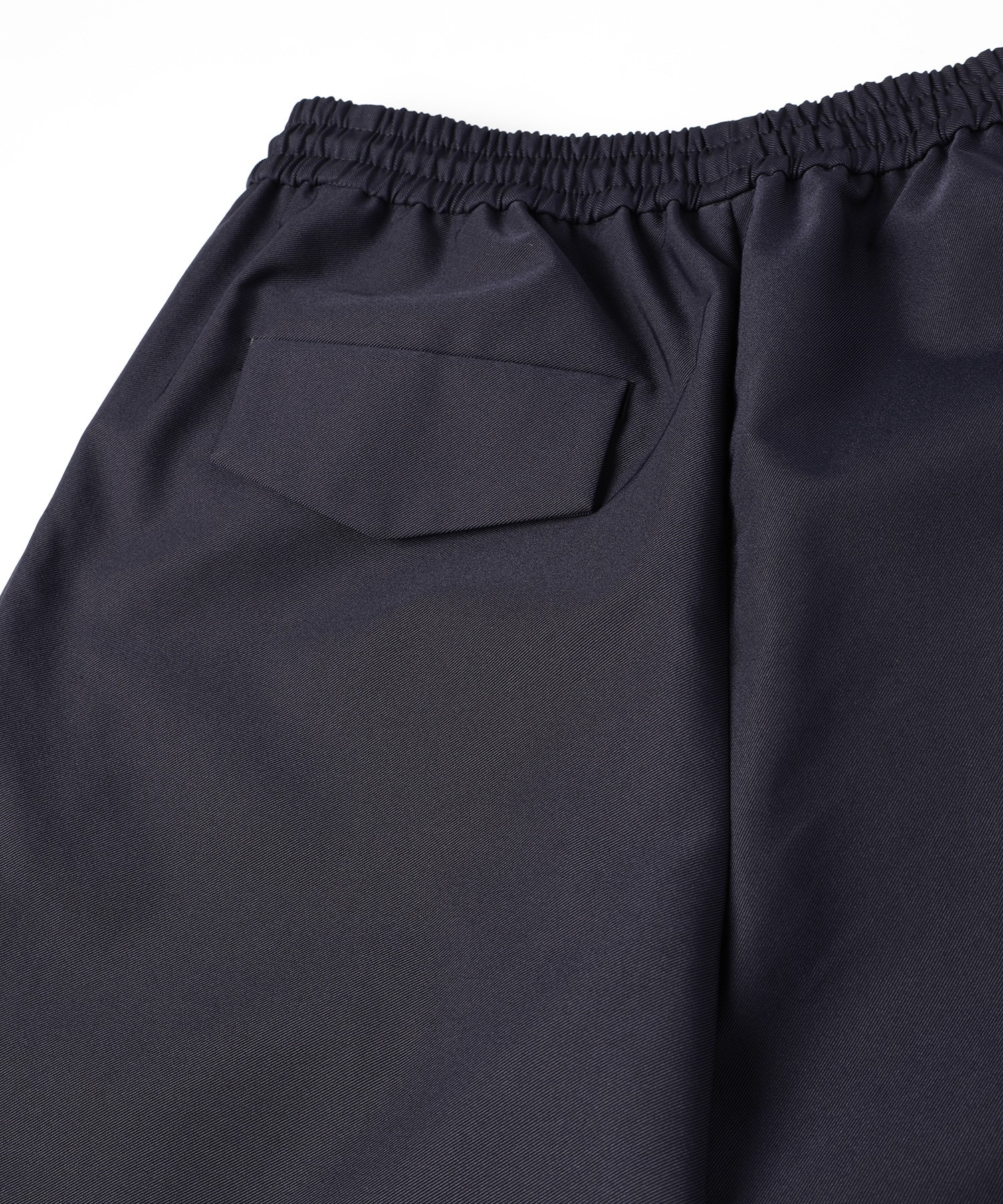 Chambray Gabardine Asymmetrical 2Tuck Drawstring Wrap Wide Pants