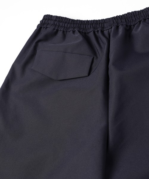 Chambray Gabardine Asymmetrical 2Tuck Drawstring Wrap Wide Pants