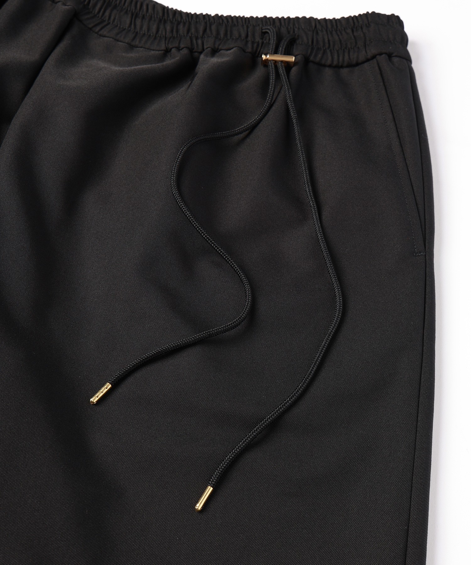 Chambray Gabardine Asymmetrical 2Tuck Drawstring Wrap Wide Pants