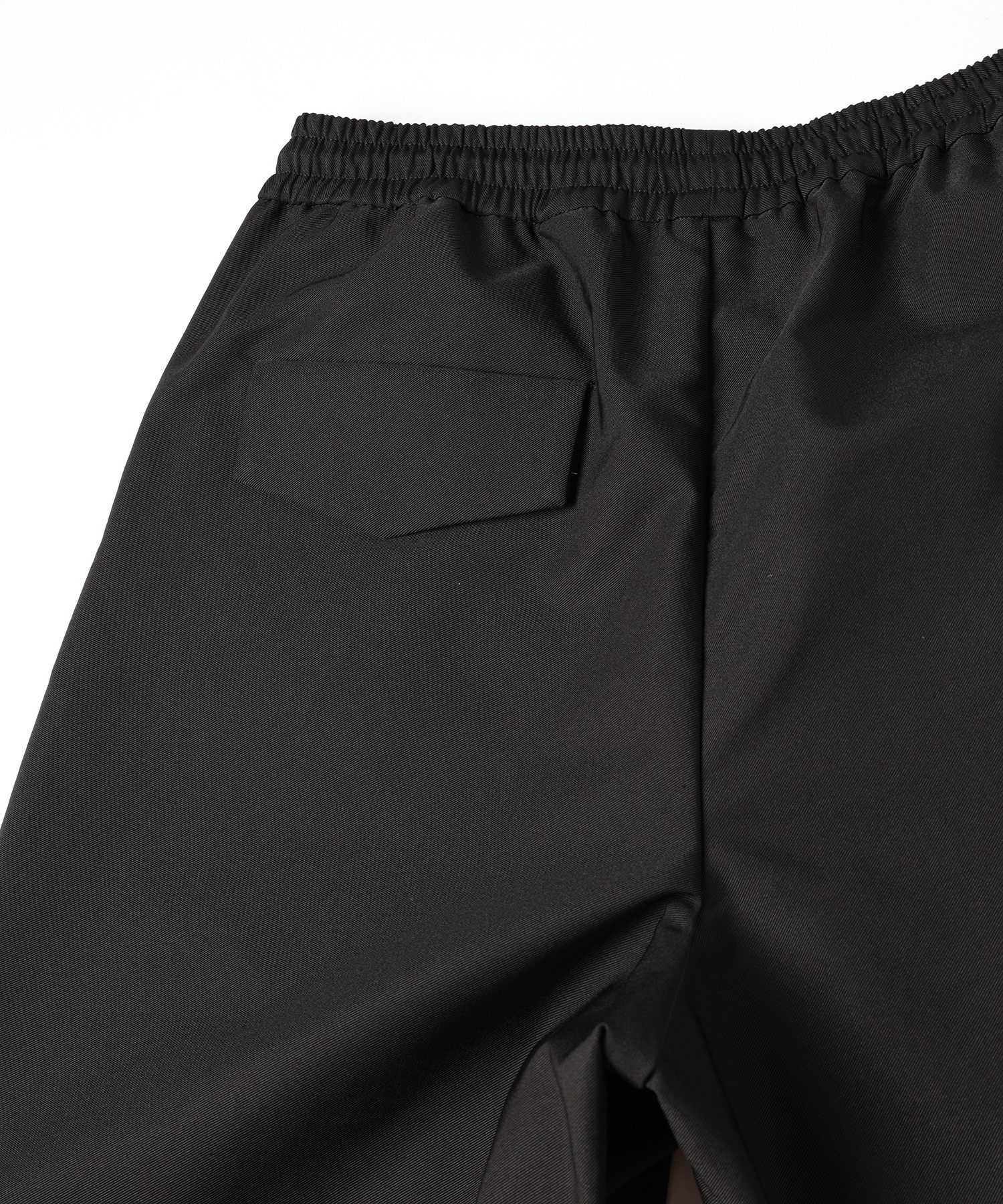 Chambray Gabardine Asymmetrical 2Tuck Drawstring Wrap Wide Pants