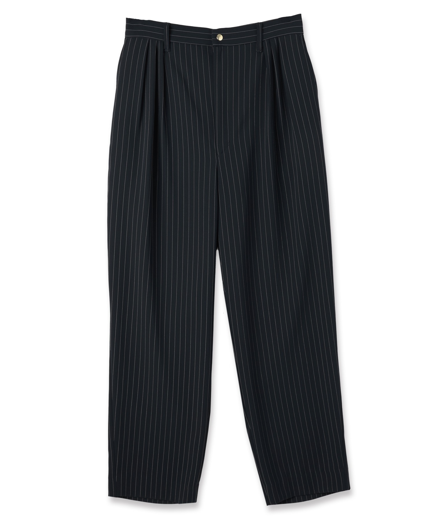 Stripe Double Cloth 3Tuck Semi Wide Pants