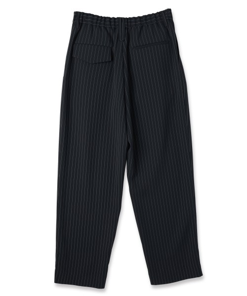 Stripe Double Cloth 3Tuck Semi Wide Pants