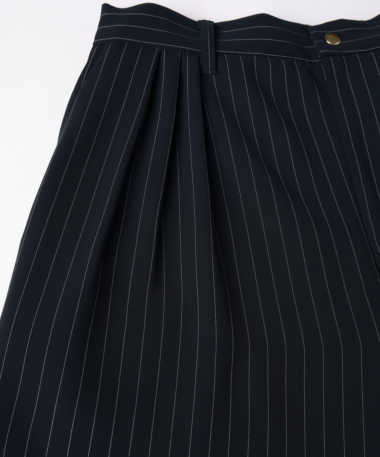 Stripe Double Cloth 3Tuck Semi Wide Pants