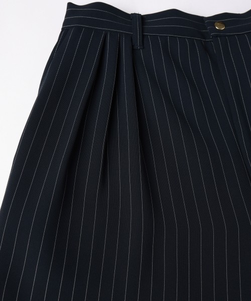 Stripe Double Cloth 3Tuck Semi Wide Pants