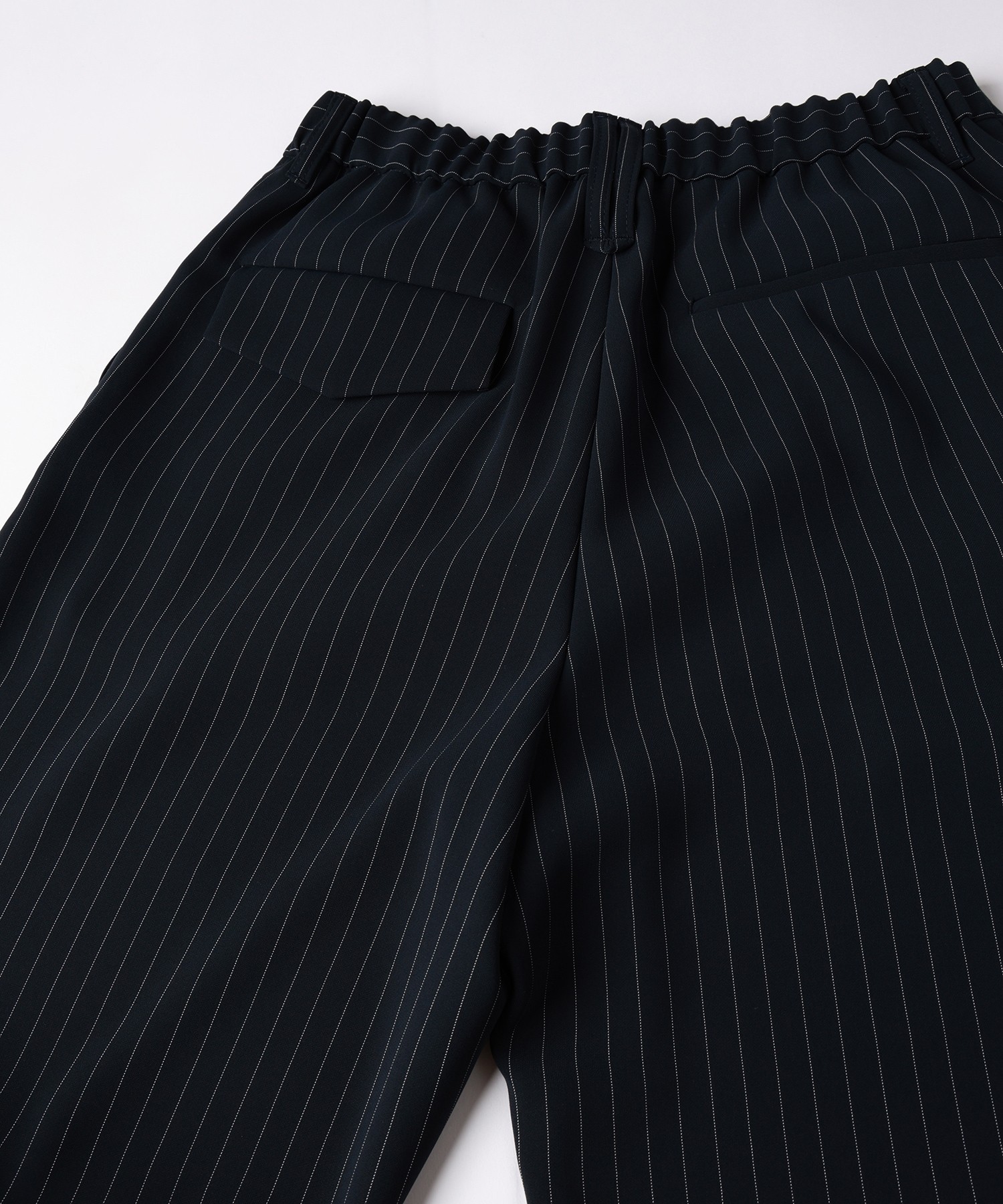 Stripe Double Cloth 3Tuck Semi Wide Pants