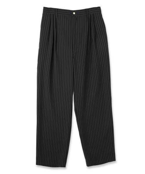 Stripe Double Cloth 3Tuck Semi Wide Pants