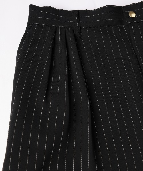 Stripe Double Cloth 3Tuck Semi Wide Pants