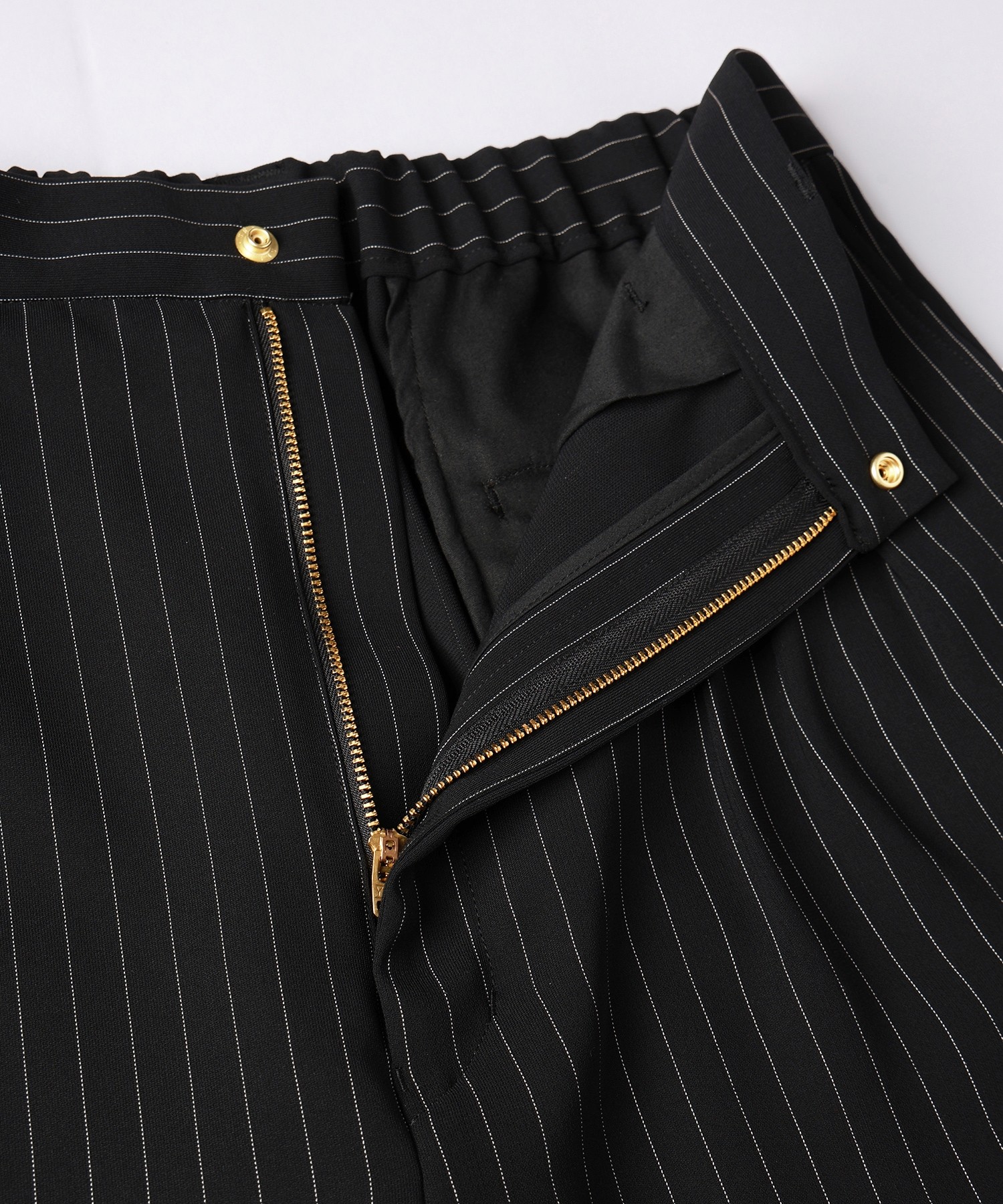 Stripe Double Cloth 3Tuck Semi Wide Pants