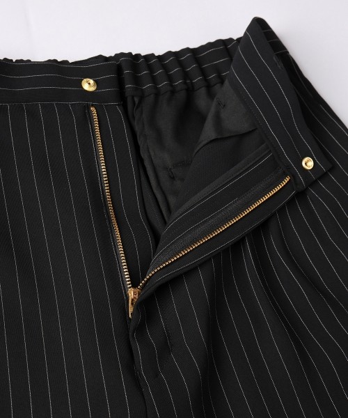 Stripe Double Cloth 3Tuck Semi Wide Pants