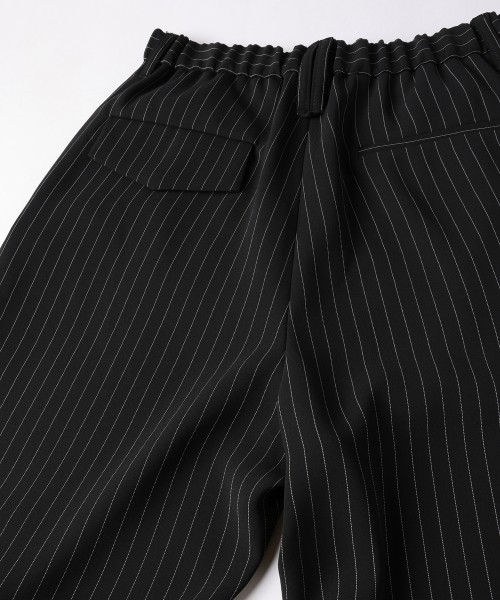 Stripe Double Cloth 3Tuck Semi Wide Pants