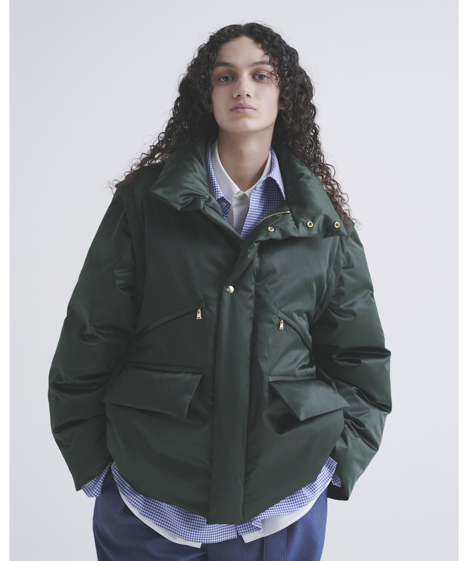 High Count Taffeta Removable Sleeve Down Jacket