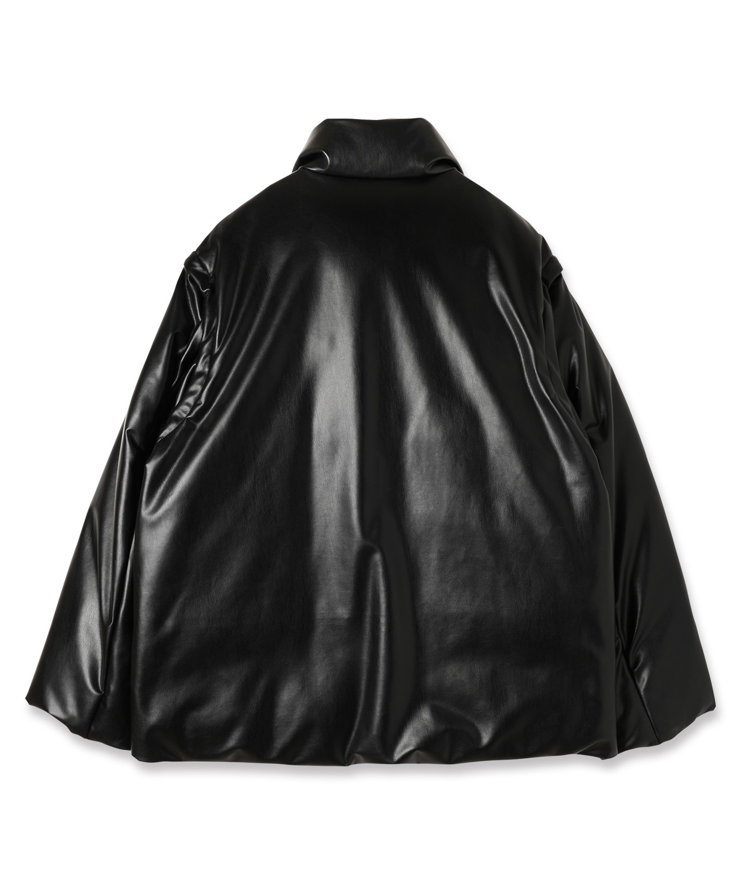 Faux Leather Removable Sleeve Down Jacket
