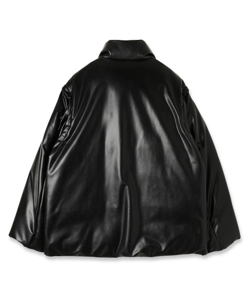 Faux Leather Removable Sleeve Down Jacket