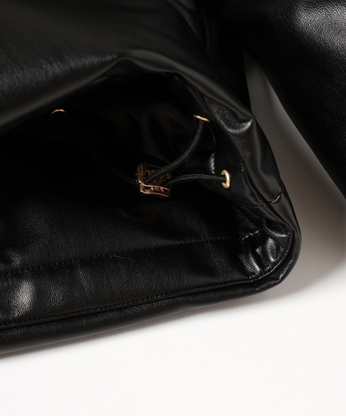 Faux Leather Removable Sleeve Down Jacket