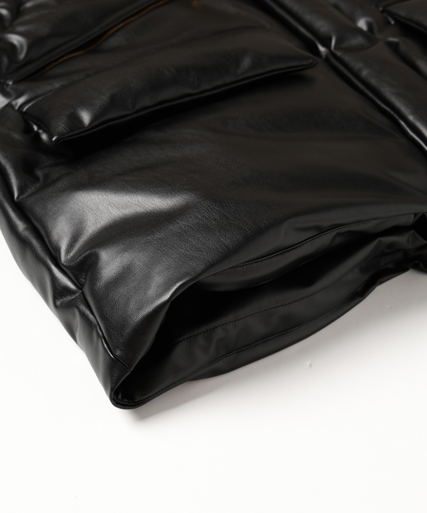 Faux Leather Removable Sleeve Down Jacket