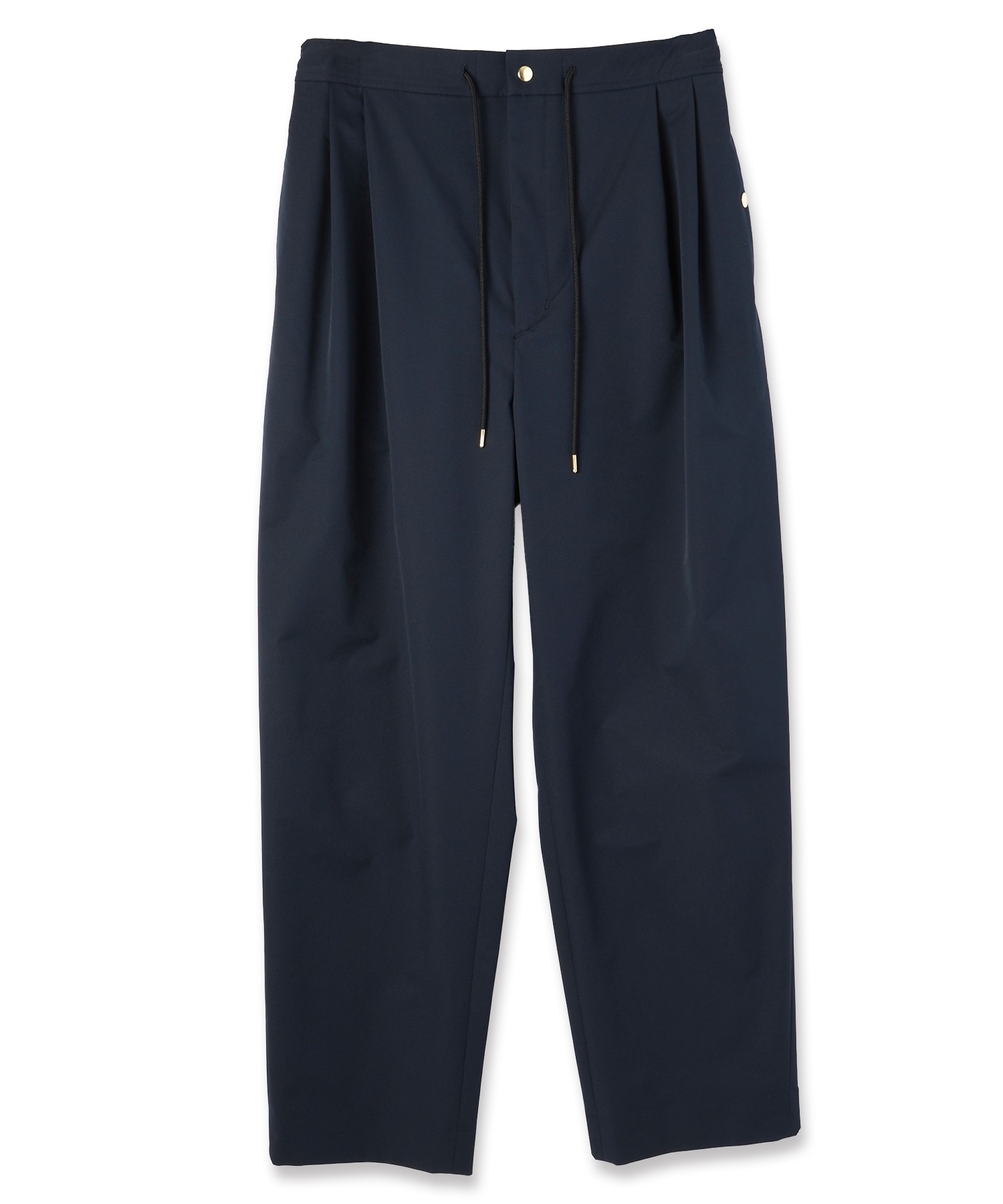 Stretch Double Cloth 2Tuck Drawstring Semi Wide Pants