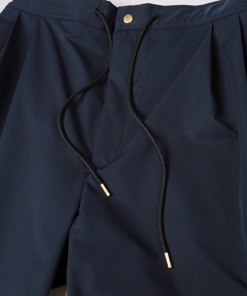 Stretch Double Cloth 2Tuck Drawstring Semi Wide Pants