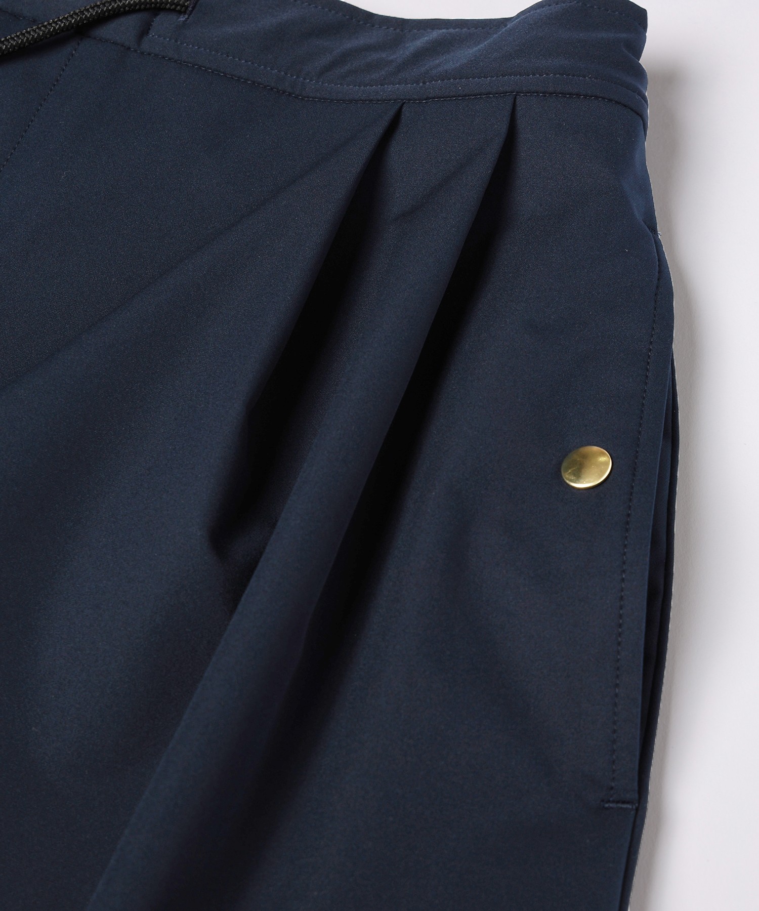 Stretch Double Cloth 2Tuck Drawstring Semi Wide Pants