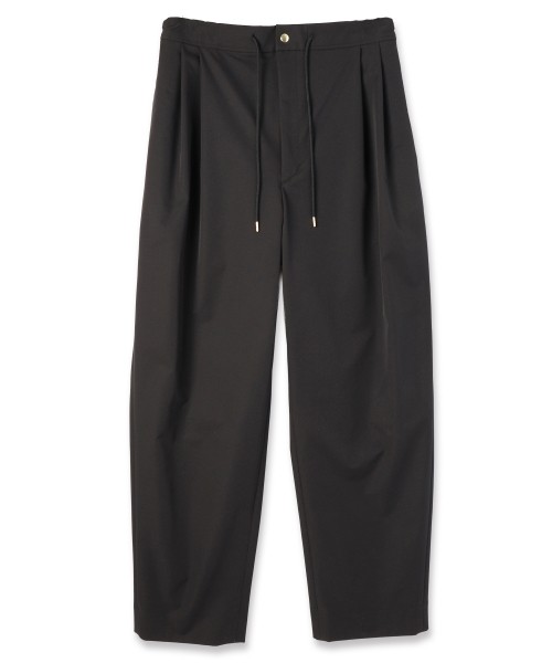 Stretch Double Cloth 2Tuck Drawstring Semi Wide Pants