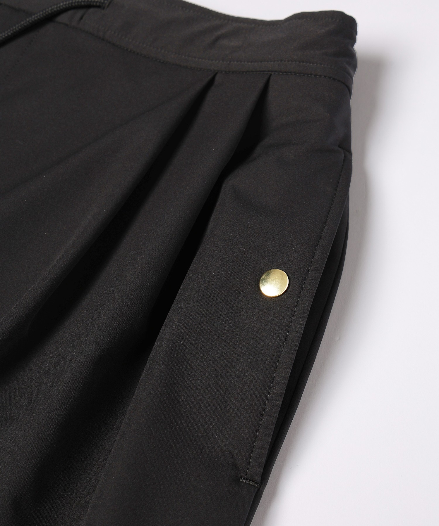 Stretch Double Cloth 2Tuck Drawstring Semi Wide Pants