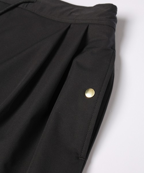 Stretch Double Cloth 2Tuck Drawstring Semi Wide Pants