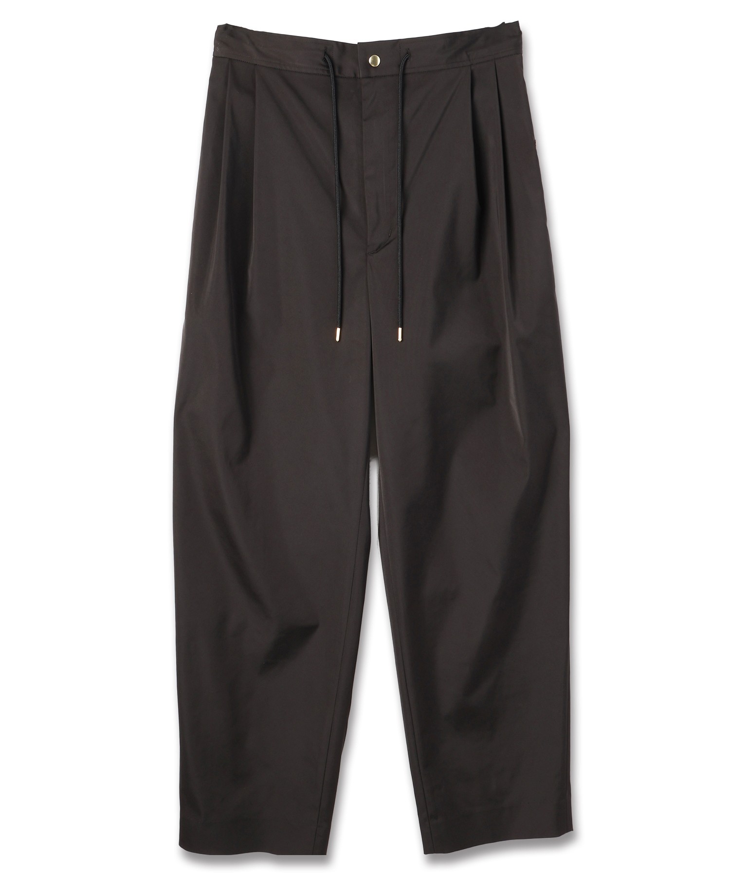 Double Satin 2Tuck Drawstring Semi Wide Pants