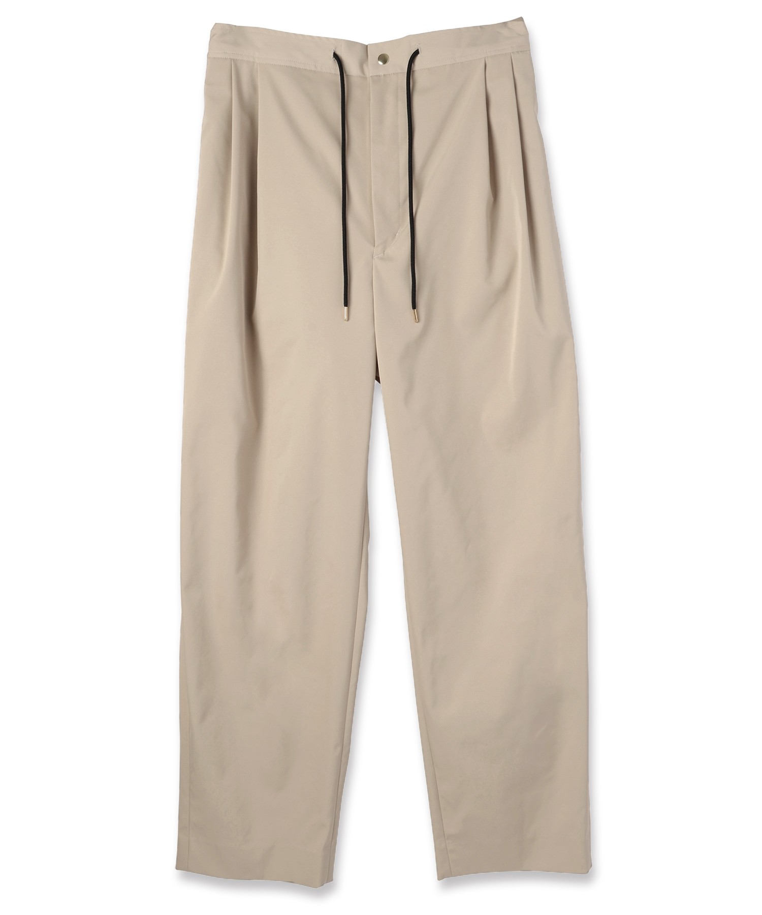 Double Satin 2Tuck Drawstring Semi Wide Pants