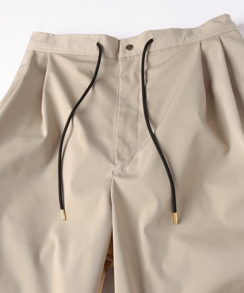 Double Satin 2Tuck Drawstring Semi Wide Pants