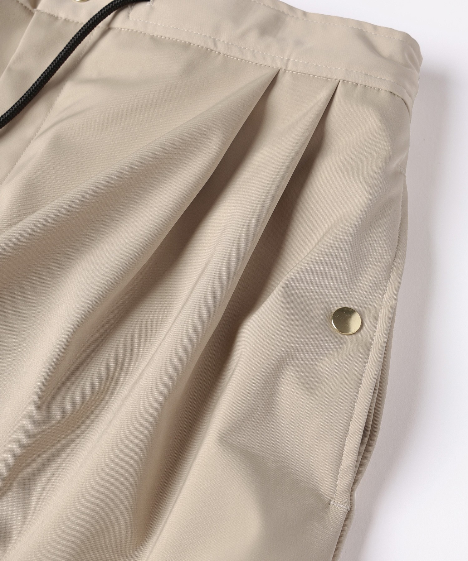 Double Satin 2Tuck Drawstring Semi Wide Pants