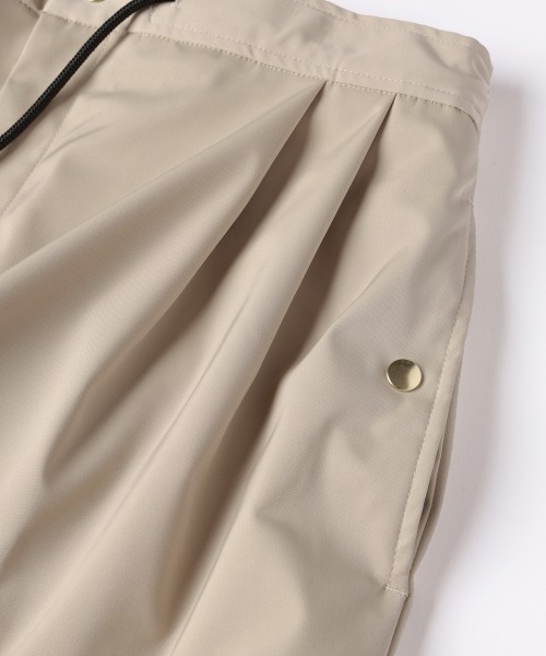 Double Satin 2Tuck Drawstring Semi Wide Pants