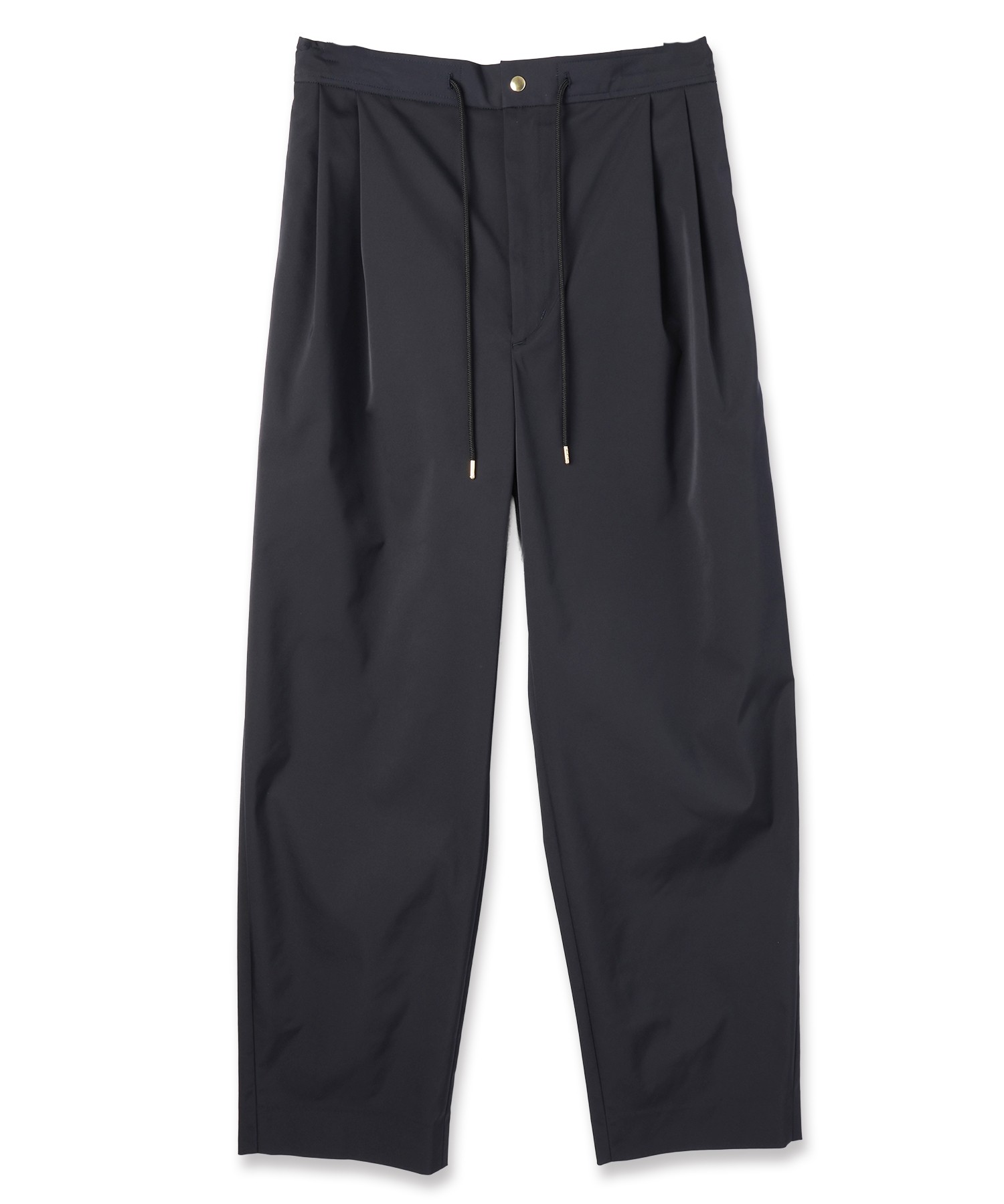 Double Satin 2Tuck Drawstring Semi Wide Pants