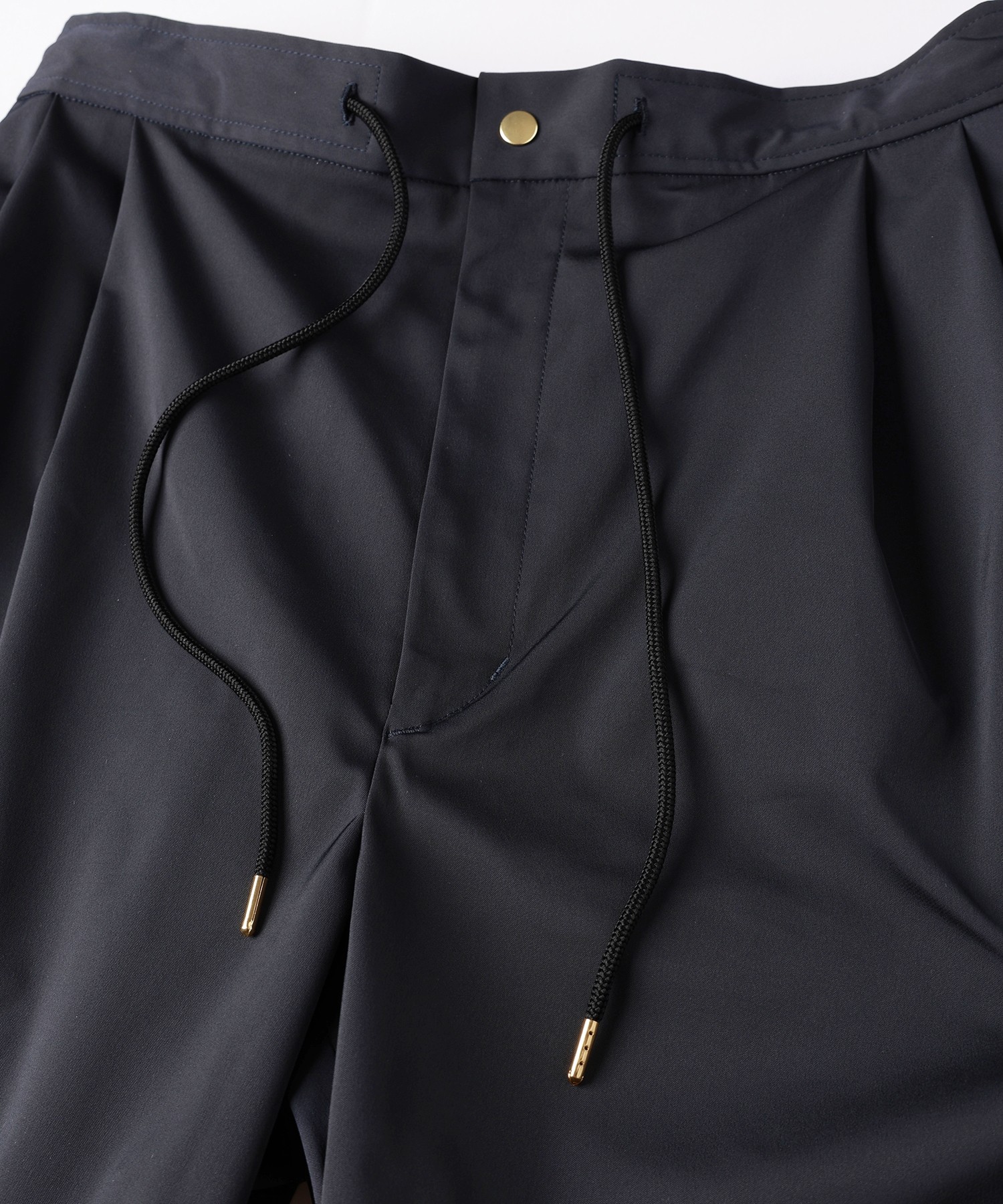 Double Satin 2Tuck Drawstring Semi Wide Pants