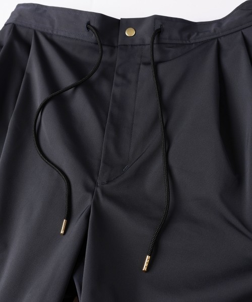 Double Satin 2Tuck Drawstring Semi Wide Pants