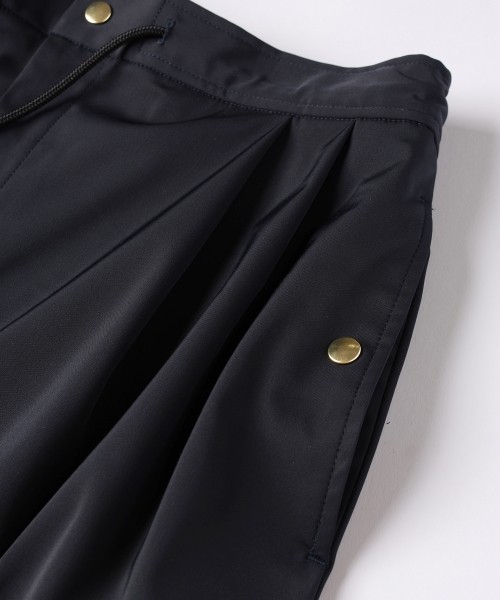 Double Satin 2Tuck Drawstring Semi Wide Pants