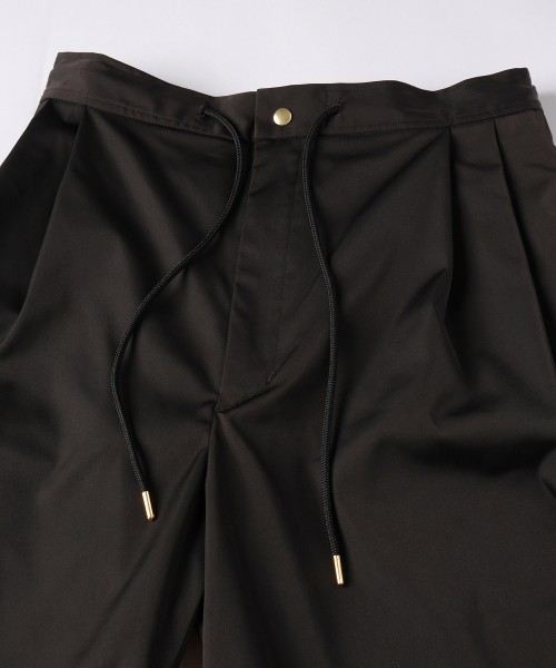 Double Satin 2Tuck Drawstring Semi Wide Pants