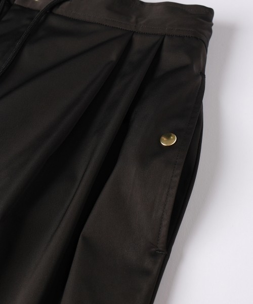 Double Satin 2Tuck Drawstring Semi Wide Pants