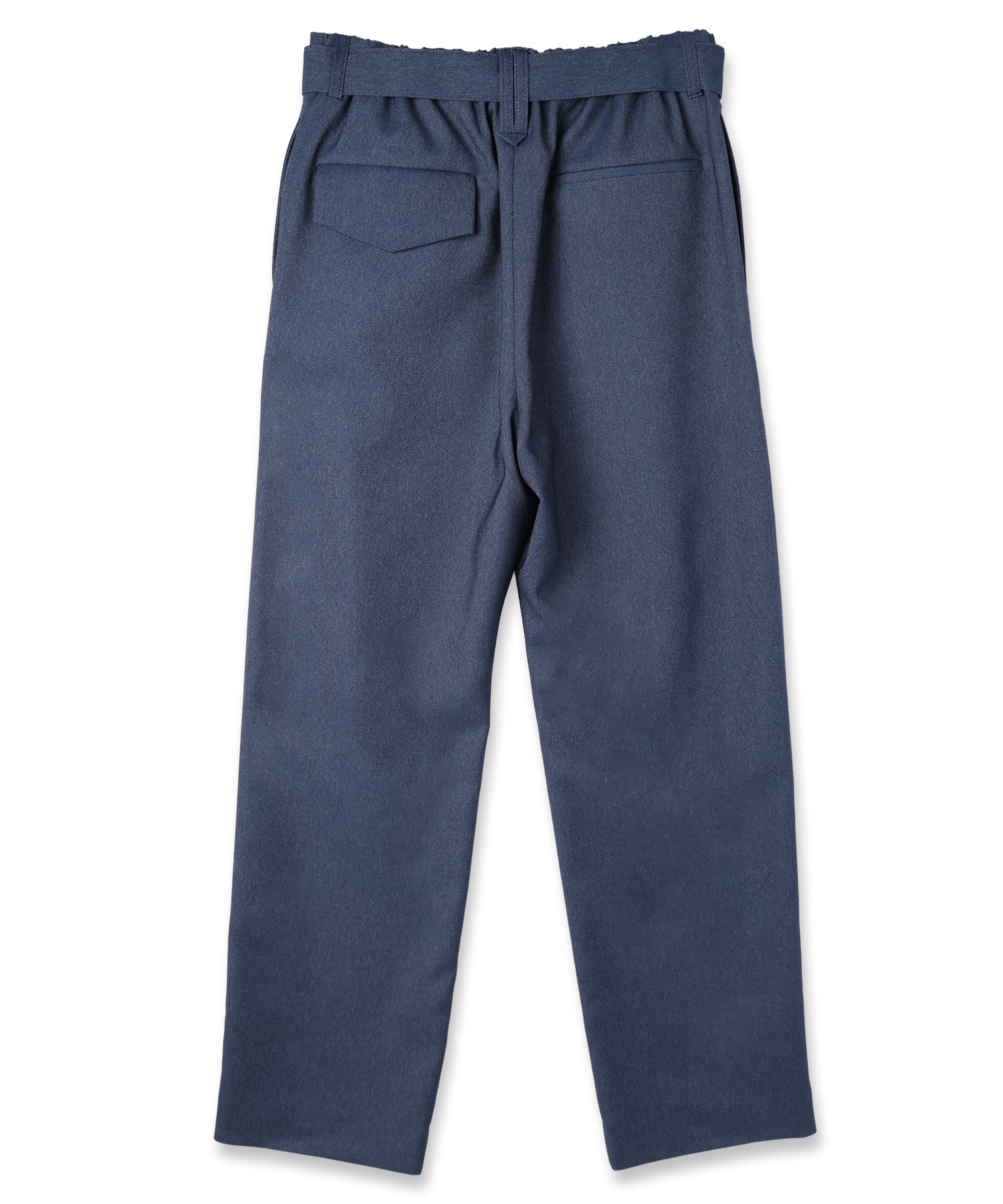 Faux Denim 1Tuck Semi Wide Pants with Long Belt