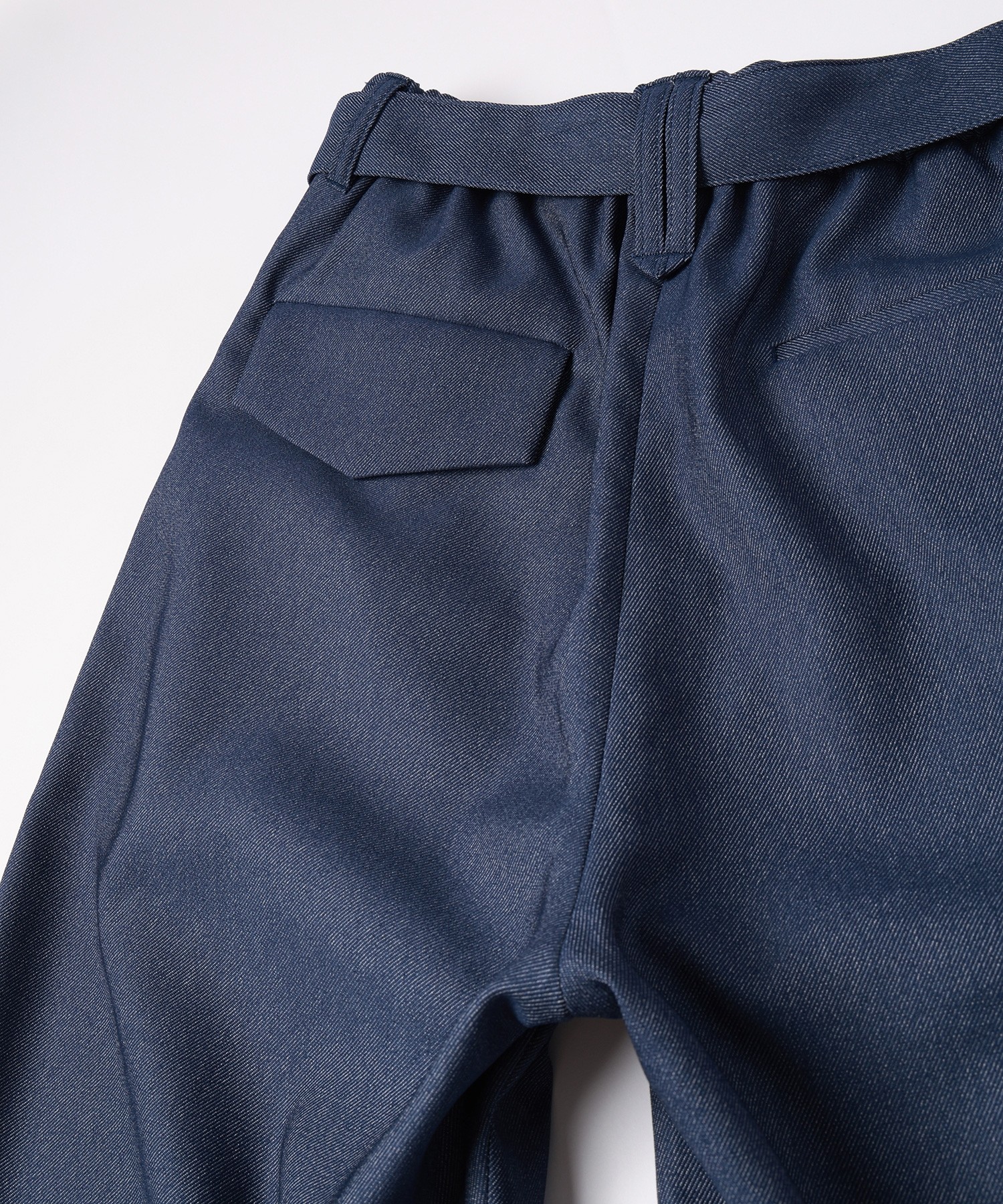 Faux Denim 1Tuck Semi Wide Pants with Long Belt